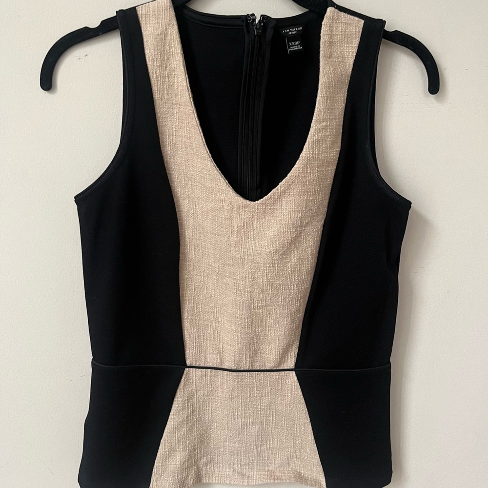 Express Black and Cream Sleeveless Top